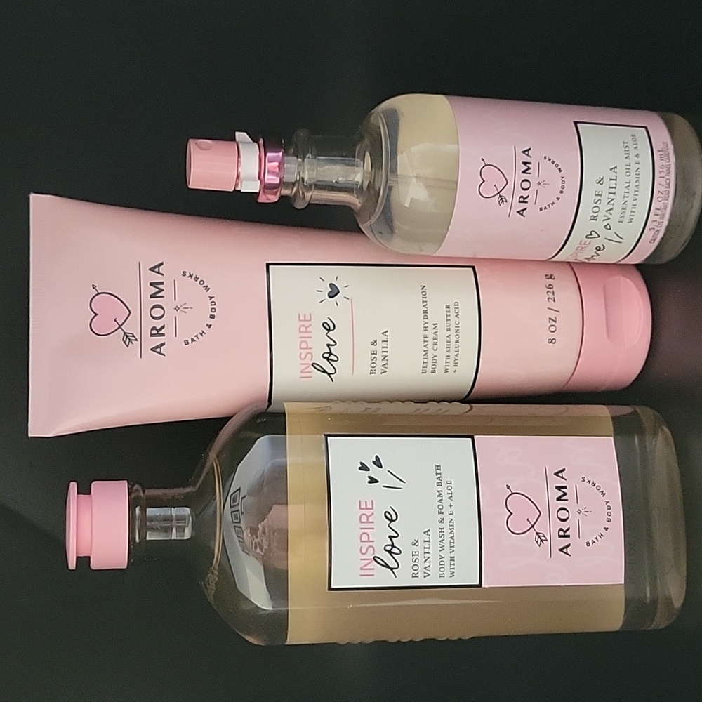 3pc Bath & Body Works Aroma Body Wash, Body Lotion & Oil Mist- New